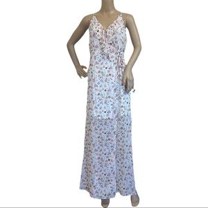 Miami Dress Women S White and Floral Metallic Thread Detail Wrap Style